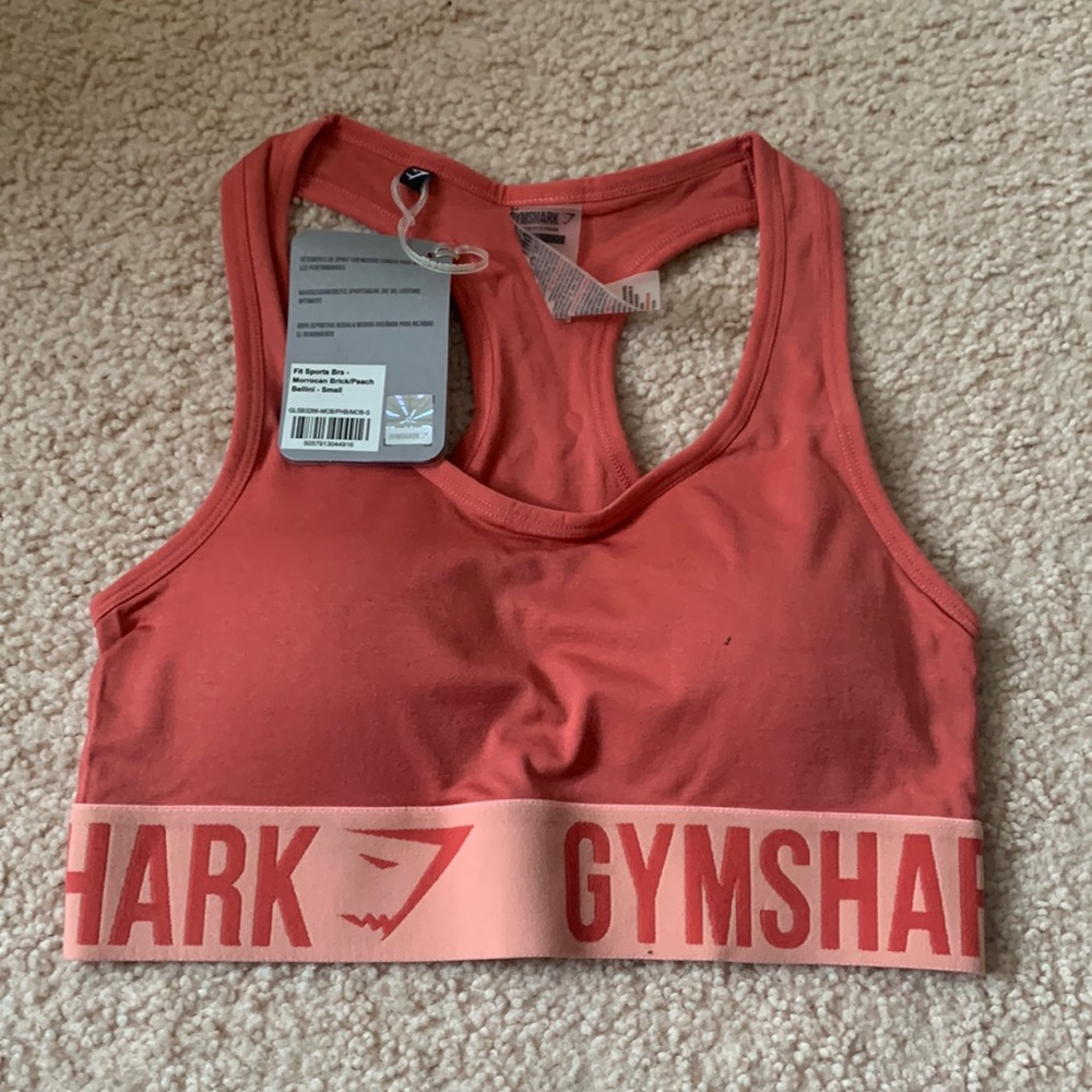 gymshark fit seamless sports bra morrocan brick/peach Bellini Small NWT